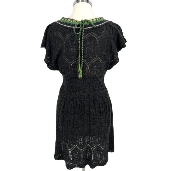 Free People Fair Isle Sweetheart Knit Sweater Dress Charcoal Gray Size Medium - Picture 6 of 11